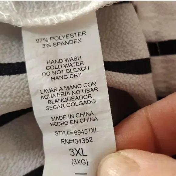 Women's Ambiance 3XL Black and White Striped Off Shoulder Top - Picture 4 of 4